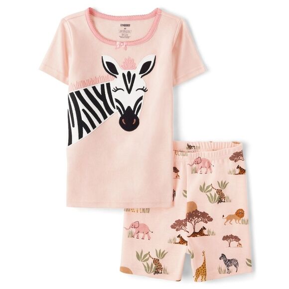 Gymboree Girls Safari Zoo 6 Piece Shirts Skort Shorts & Pajama Outfit Set Size 8 - Picture 9 of 10